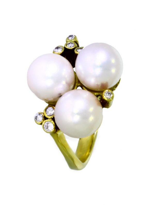 V3897-8-Ring-585-Gold-Perlen-Brillanten